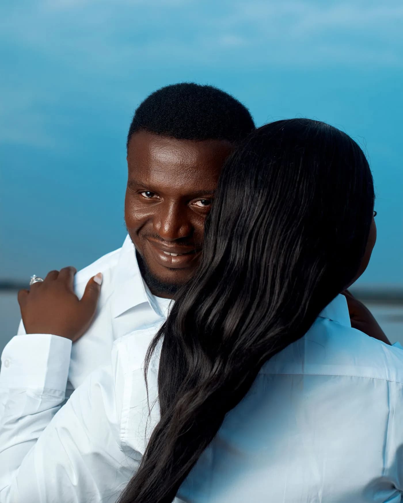 Nigerian couple embracing